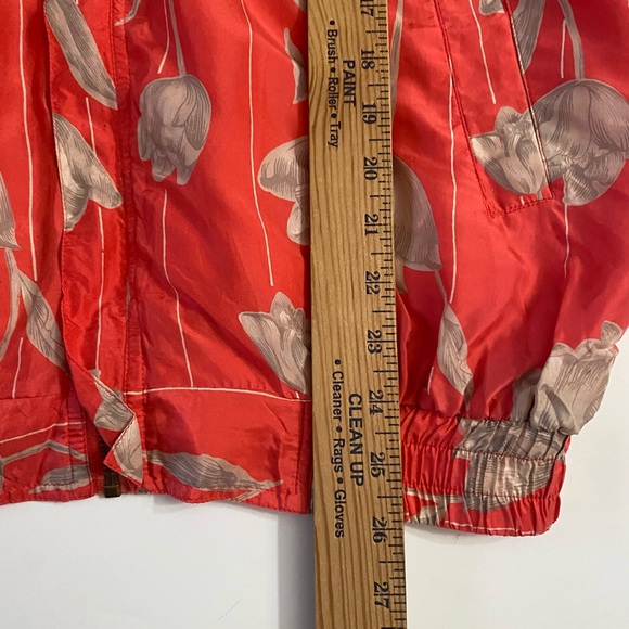 Vintage FUDA International 100% Silk Bomber Jacket Size Medium Tulip Floral - Picture 4 of 14